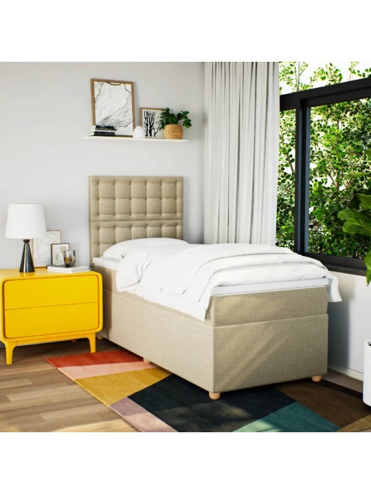 Box spring postel s matrací krémová 90x190 cm textil