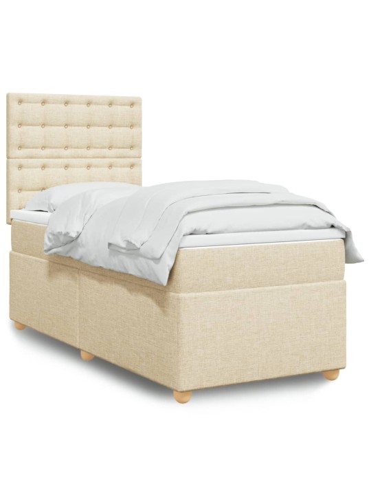 Box spring postel s matrací krémová 90x190 cm textil