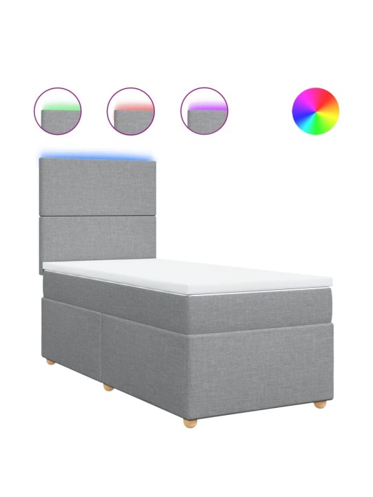 Box spring postel s matrací světle šedá 90x200 cm textil