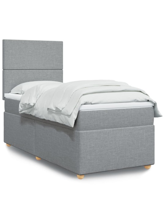 Box spring postel s matrací světle šedá 90x200 cm textil