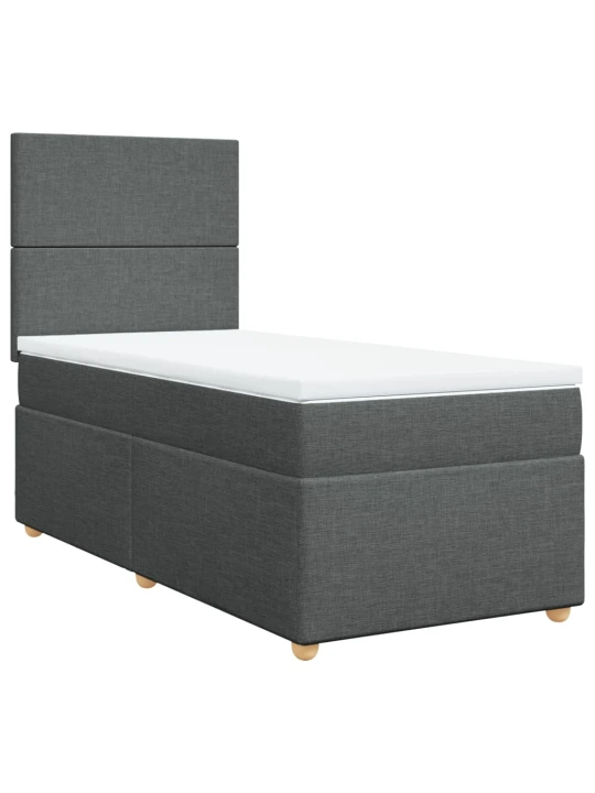 Box spring postel s matrací tmavě šedá 90x200 cm textil