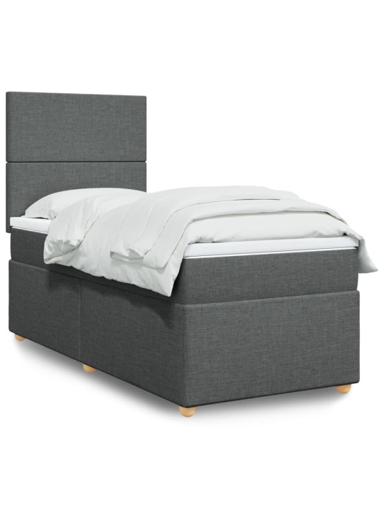 Box spring postel s matrací tmavě šedá 90x200 cm textil
