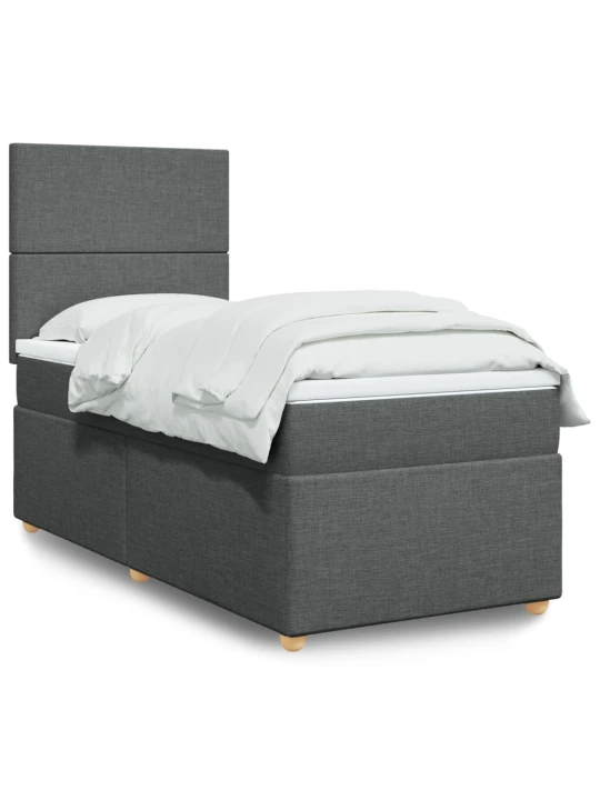 Box spring postel s matrací tmavě šedá 90x200 cm textil