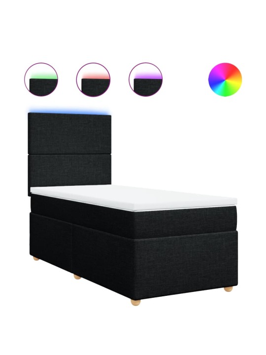 Box spring postel s matrací černá 90x200 cm textil