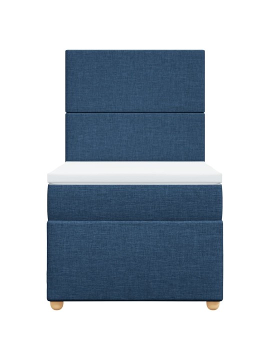 Box spring postel s matrací modrá 90x200 cm textil
