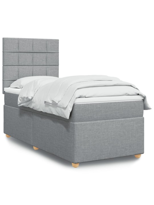 Box spring postel s matrací světle šedá 90x200 cm textil
