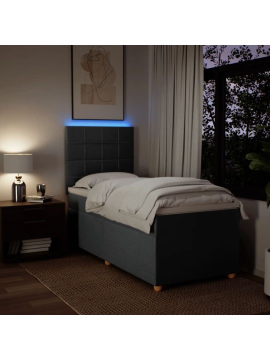 Box spring postel s matrací tmavě šedá 90x200 cm textil