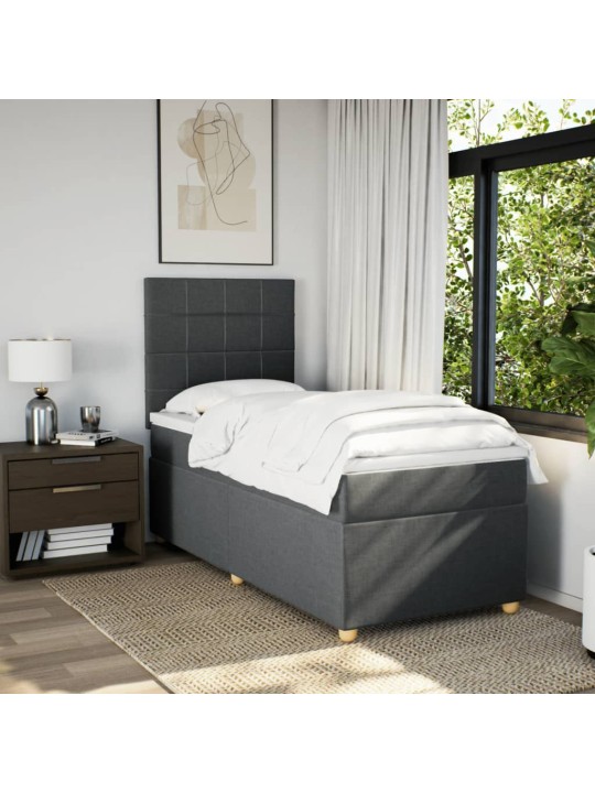 Box spring postel s matrací tmavě šedá 90x200 cm textil