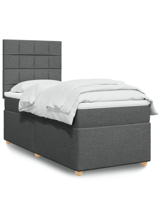 Box spring postel s matrací tmavě šedá 90x200 cm textil