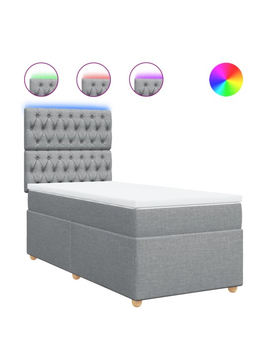 Box spring postel s matrací světle šedá 90x200 cm textil