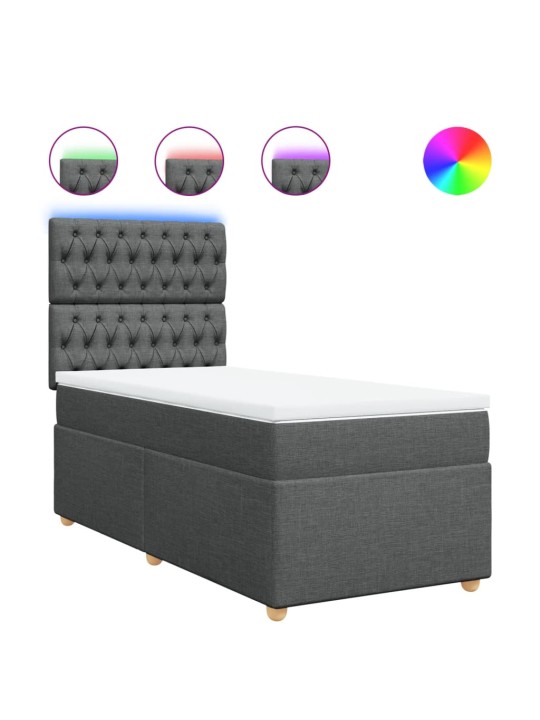 Box spring postel s matrací tmavě šedá 90x200 cm textil