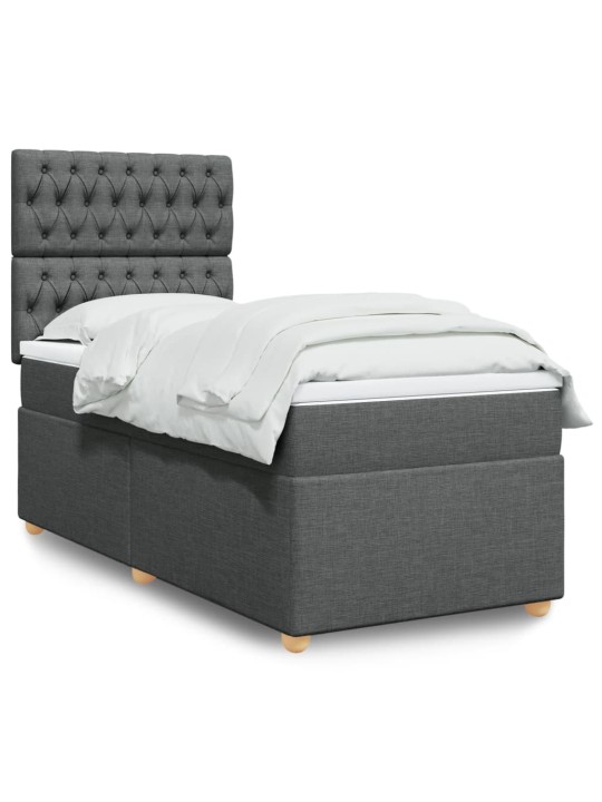 Box spring postel s matrací tmavě šedá 90x200 cm textil