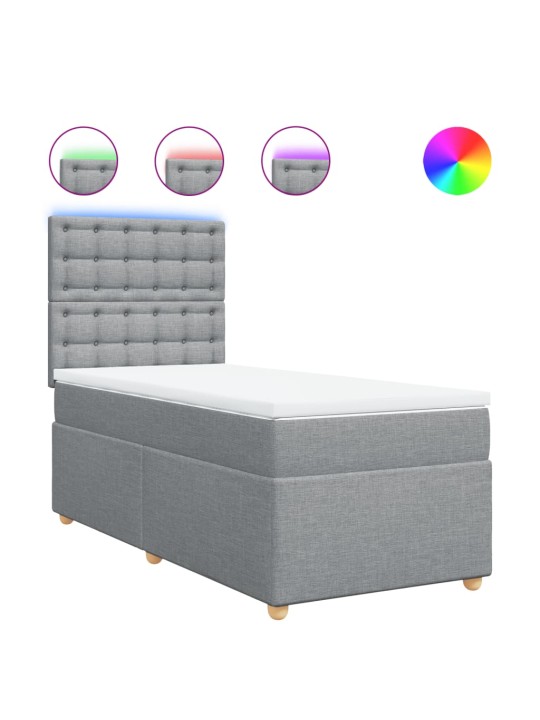 Box spring postel s matrací světle šedá 90x200 cm textil