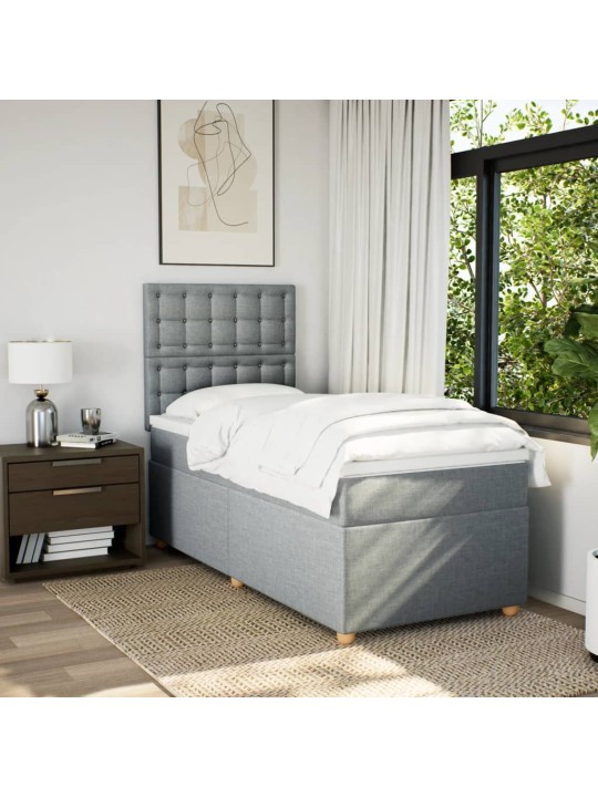 Box spring postel s matrací světle šedá 90x200 cm textil