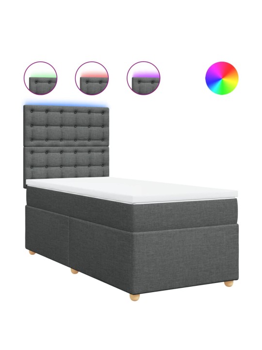 Box spring postel s matrací tmavě šedá 90x200 cm textil