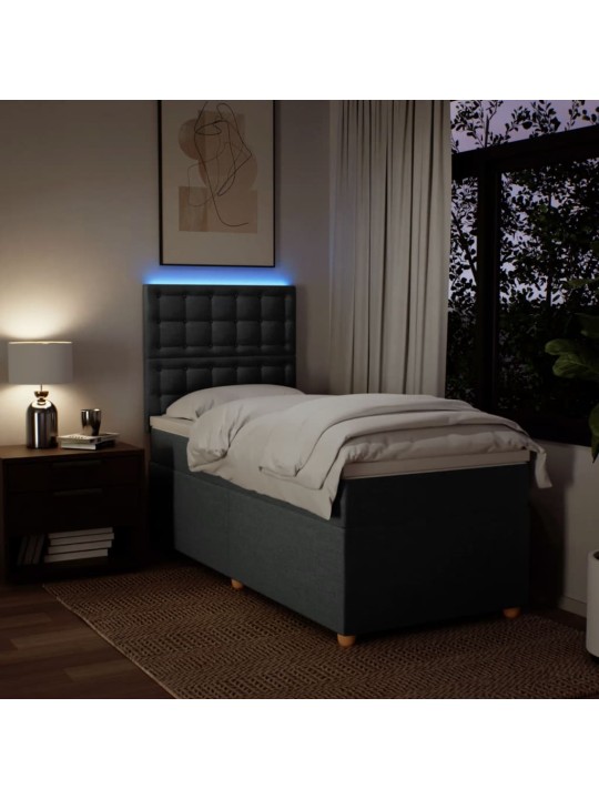 Box spring postel s matrací tmavě šedá 90x200 cm textil