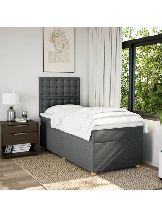 Box spring postel s matrací tmavě šedá 90x200 cm textil