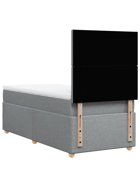 Box spring postel s matrací světle šedý 100 x 200 cm textil