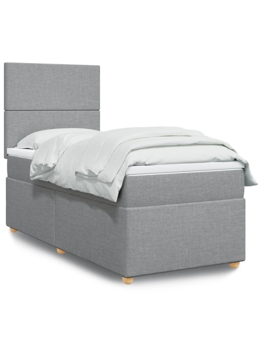 Box spring postel s matrací světle šedý 100 x 200 cm textil