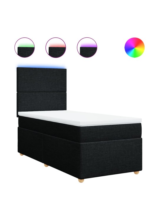 Box spring postel s matrací černá 100 x 200 cm textil