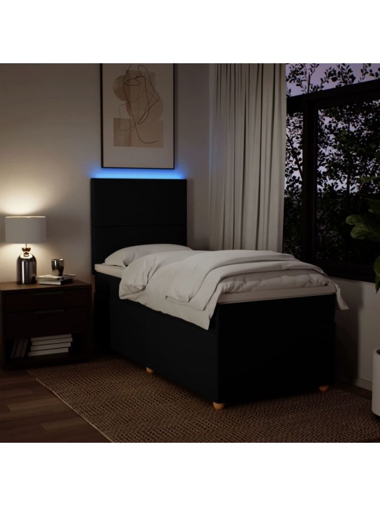 Box spring postel s matrací černá 100 x 200 cm textil