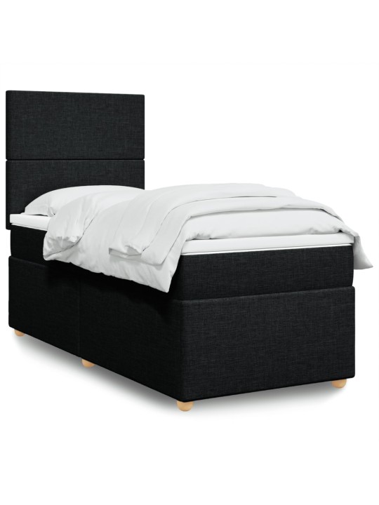 Box spring postel s matrací černá 100 x 200 cm textil