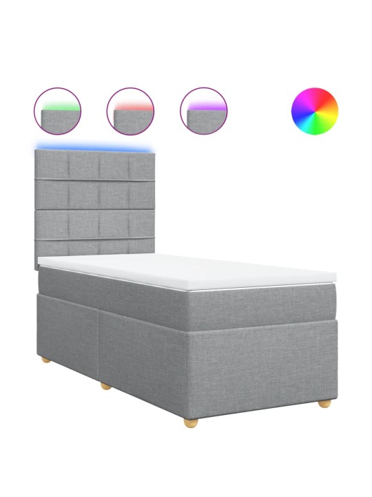 Box spring postel s matrací světle šedý 100 x 200 cm textil