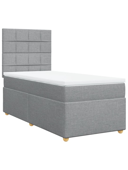 Box spring postel s matrací světle šedý 100 x 200 cm textil