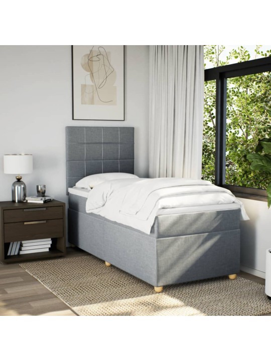 Box spring postel s matrací světle šedý 100 x 200 cm textil