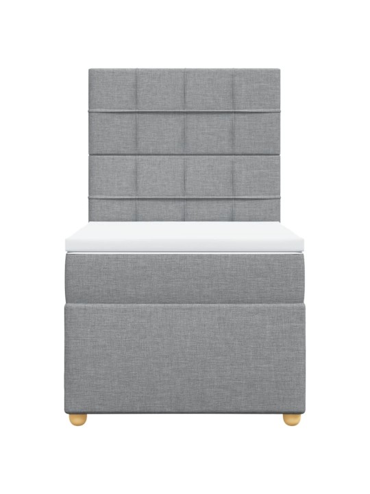 Box spring postel s matrací světle šedý 100 x 200 cm textil