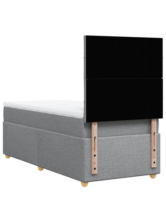 Box spring postel s matrací světle šedý 100 x 200 cm textil