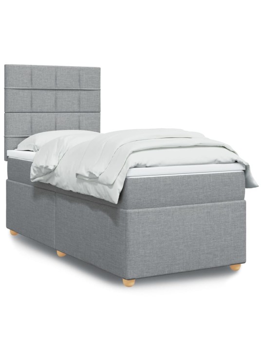 Box spring postel s matrací světle šedý 100 x 200 cm textil