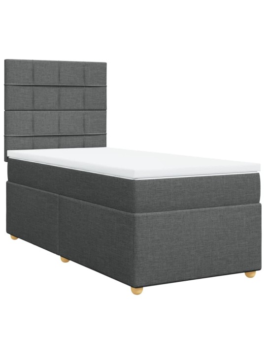 Box spring postel s matrací tmavě šedá 100 x 200 cm textil