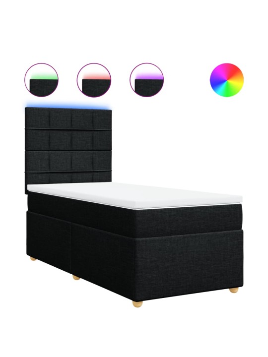 Box spring postel s matrací černá 100 x 200 cm textil