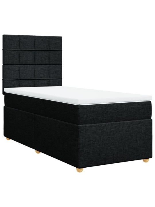 Box spring postel s matrací černá 100 x 200 cm textil
