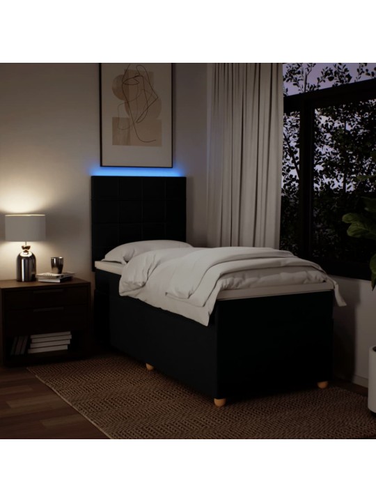 Box spring postel s matrací černá 100 x 200 cm textil