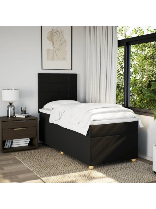 Box spring postel s matrací černá 100 x 200 cm textil
