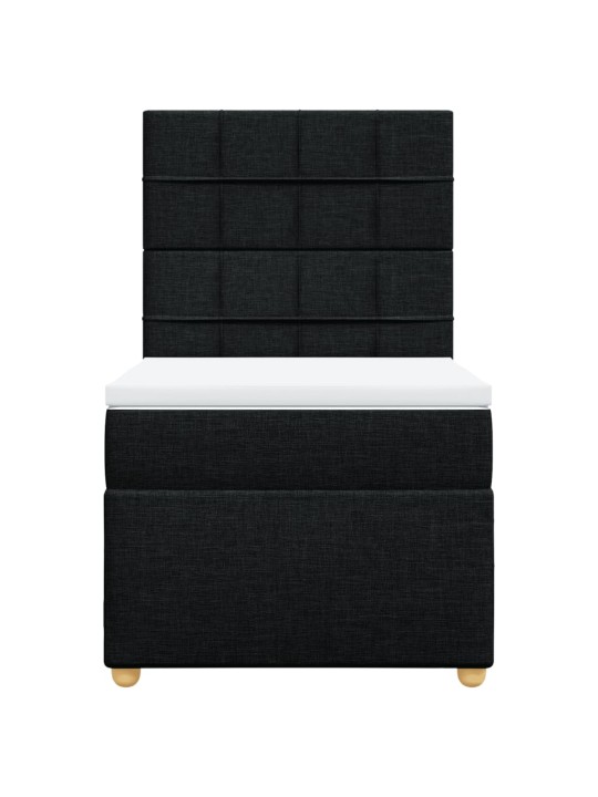 Box spring postel s matrací černá 100 x 200 cm textil