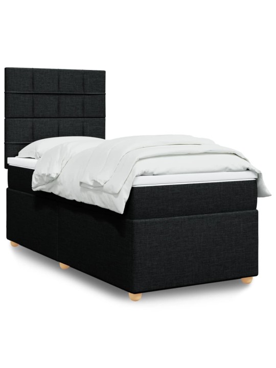 Box spring postel s matrací černá 100 x 200 cm textil