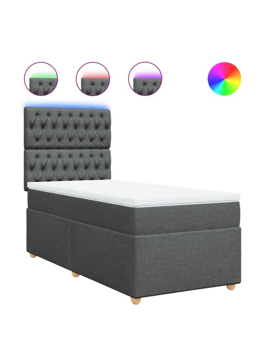 Box spring postel s matrací tmavě šedá 100 x 200 cm textil