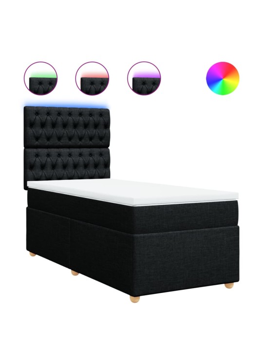 Box spring postel s matrací černá 100 x 200 cm textil