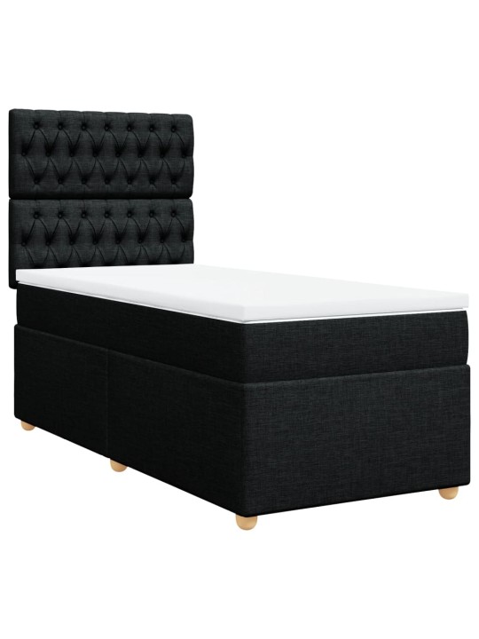Box spring postel s matrací černá 100 x 200 cm textil