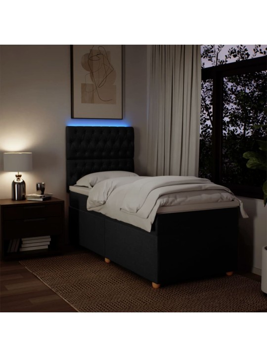 Box spring postel s matrací černá 100 x 200 cm textil