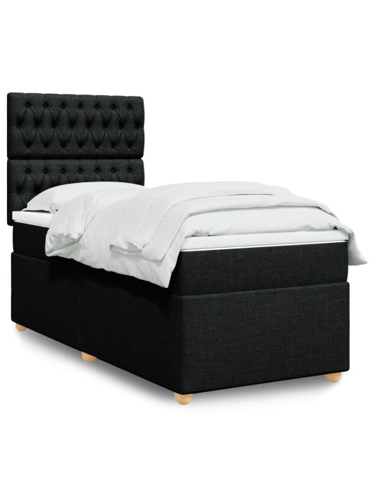 Box spring postel s matrací černá 100 x 200 cm textil