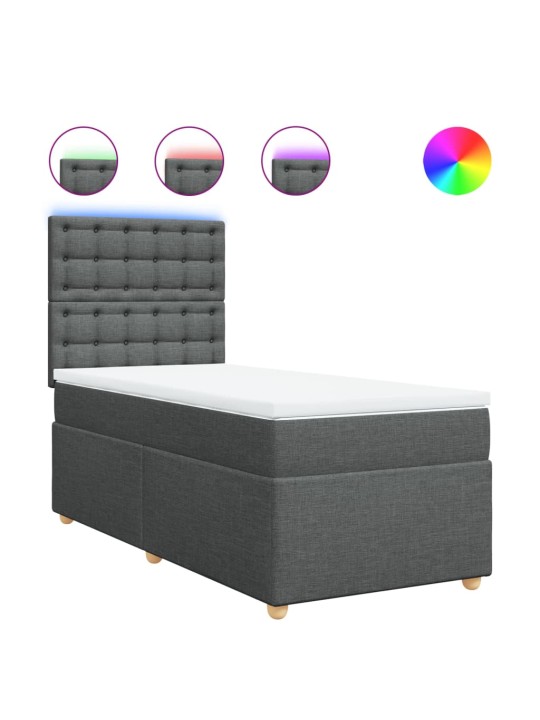Box spring postel s matrací tmavě šedá 100 x 200 cm textil