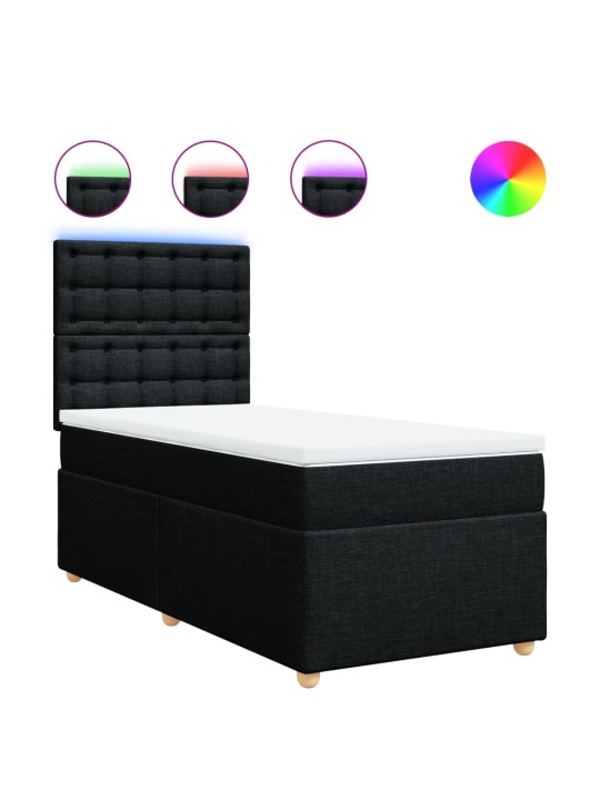 Box spring postel s matrací černá 100 x 200 cm textil