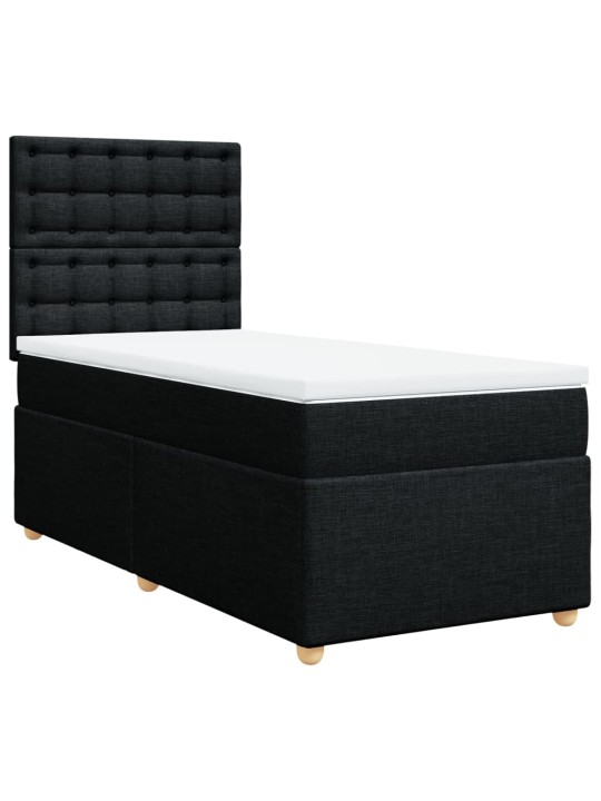 Box spring postel s matrací černá 100 x 200 cm textil