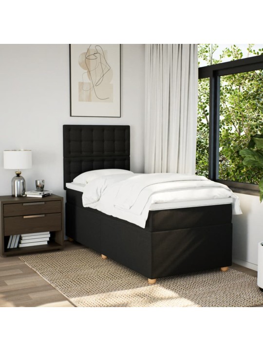 Box spring postel s matrací černá 100 x 200 cm textil
