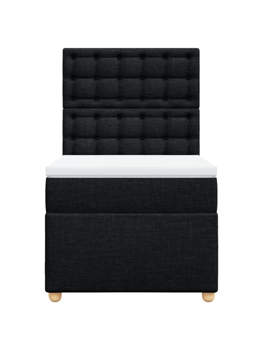 Box spring postel s matrací černá 100 x 200 cm textil