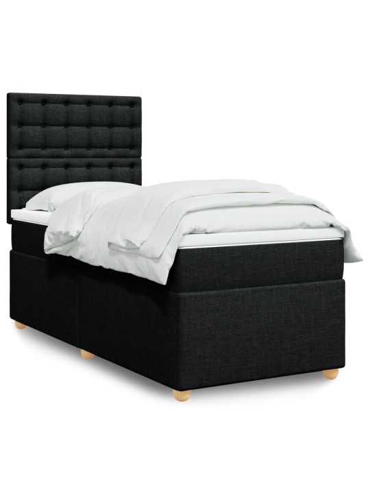 Box spring postel s matrací černá 100 x 200 cm textil